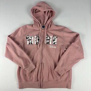 Disney Minnie Mouse Classic Zip-Up‎ Hoodie Pink Size XL